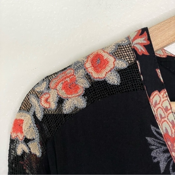 Free People Miranda Floral Button Front Midi Dress Black Combo 2 - Picture 12 of 16